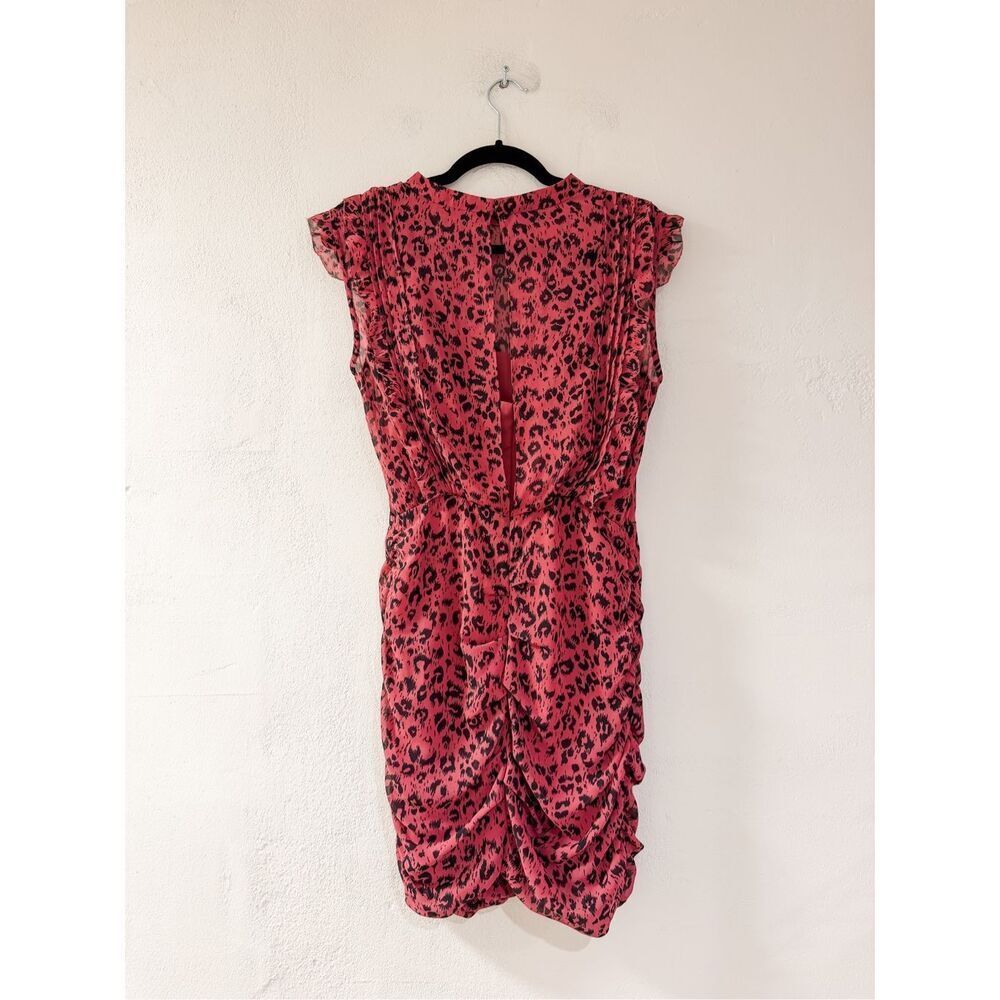 AllSaints Hali Roar Leopard Mini Dress in Black Pink Size 6 - Picture 3 of 9